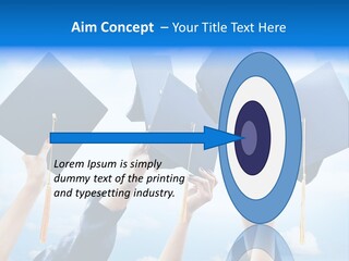 A Group Of People Holding Up Graduation Caps PowerPoint Template
