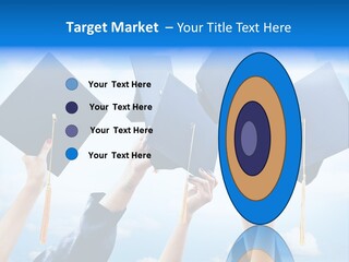 A Group Of People Holding Up Graduation Caps PowerPoint Template