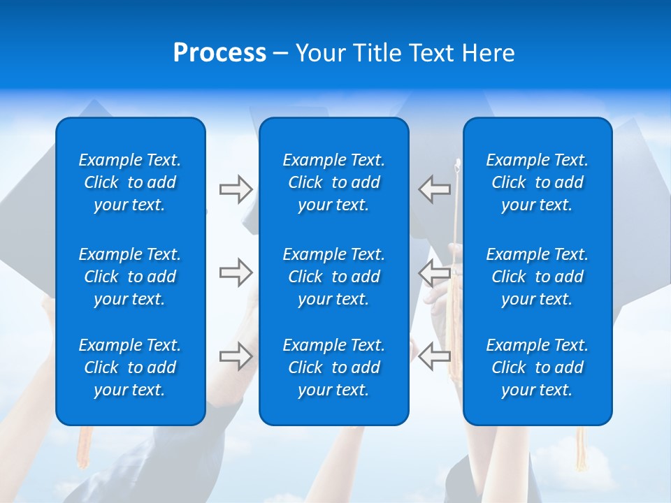A Group Of People Holding Up Graduation Caps PowerPoint Template