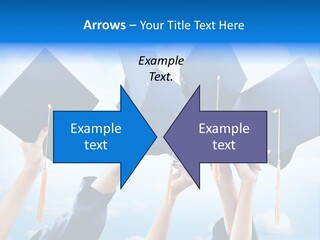 A Group Of People Holding Up Graduation Caps PowerPoint Template