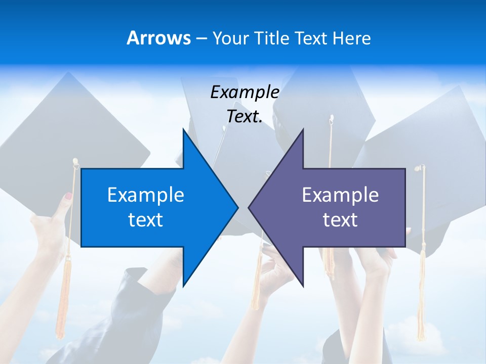 A Group Of People Holding Up Graduation Caps PowerPoint Template