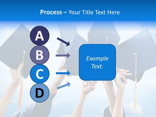 A Group Of People Holding Up Graduation Caps PowerPoint Template
