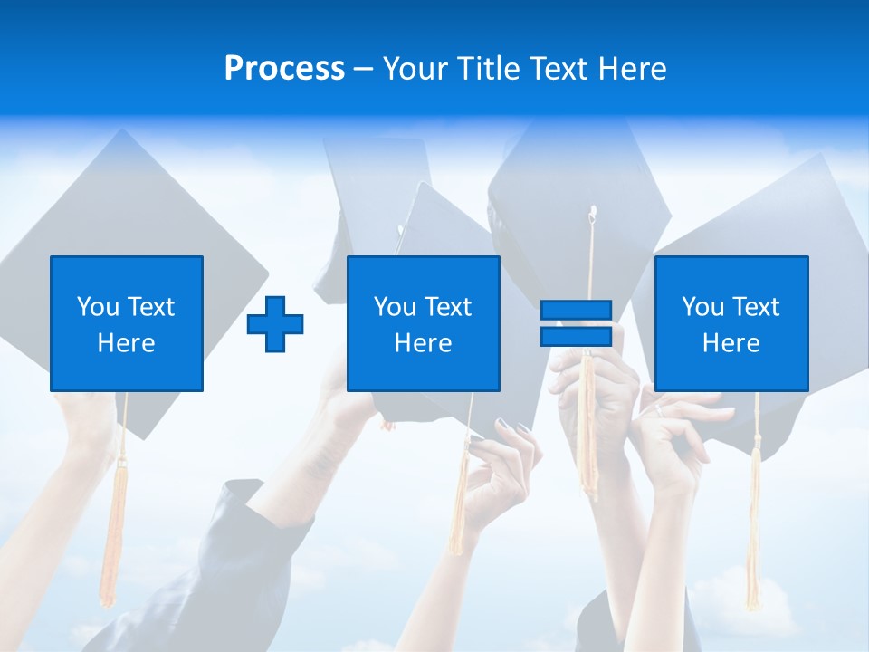 A Group Of People Holding Up Graduation Caps PowerPoint Template