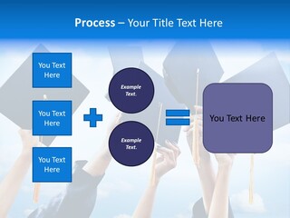 A Group Of People Holding Up Graduation Caps PowerPoint Template