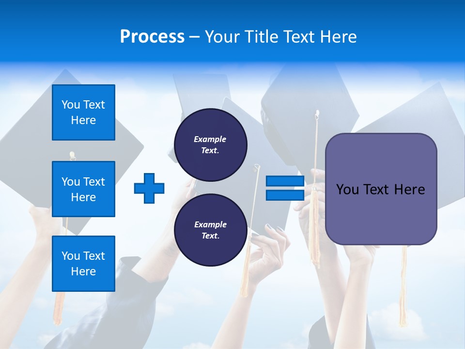 A Group Of People Holding Up Graduation Caps PowerPoint Template