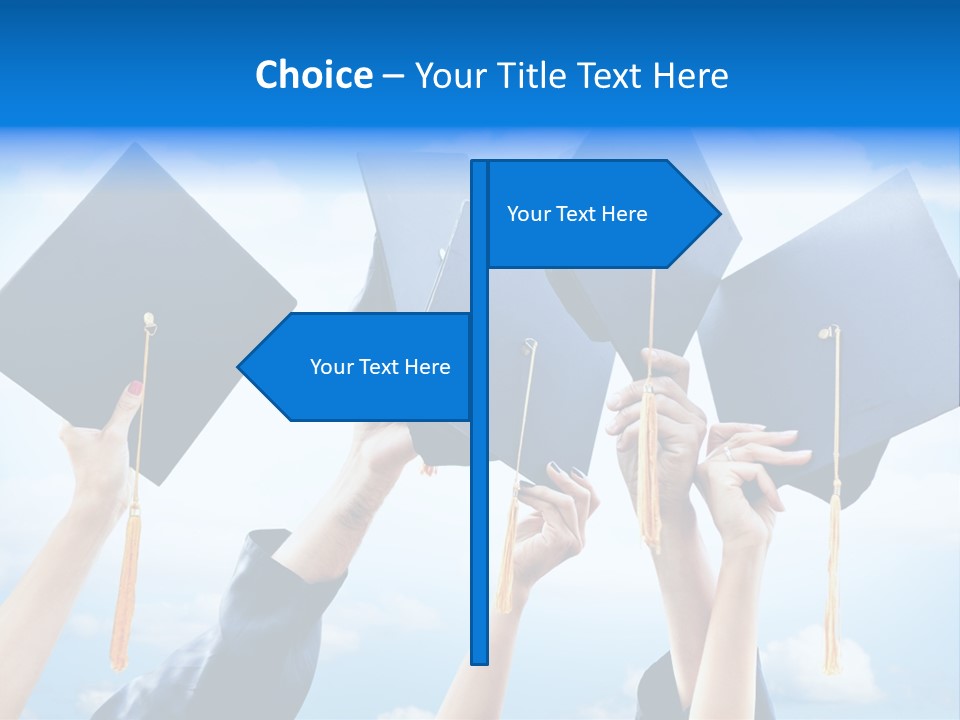 A Group Of People Holding Up Graduation Caps PowerPoint Template