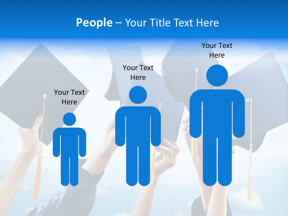 A Group Of People Holding Up Graduation Caps PowerPoint Template