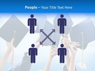 A Group Of People Holding Up Graduation Caps PowerPoint Template