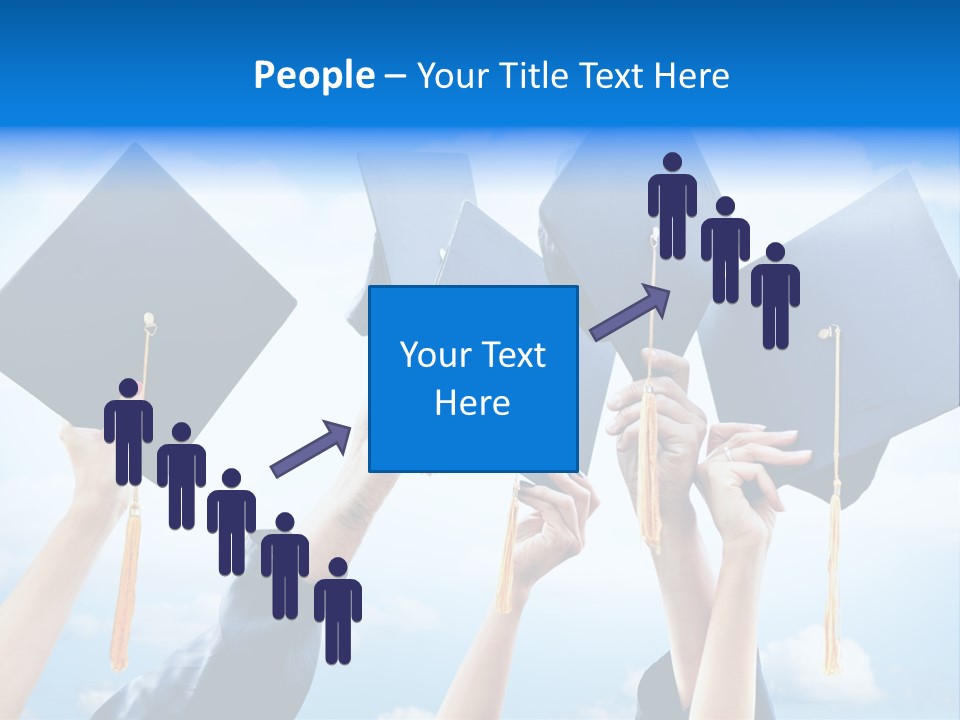A Group Of People Holding Up Graduation Caps PowerPoint Template