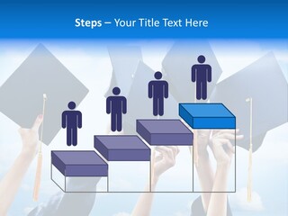 A Group Of People Holding Up Graduation Caps PowerPoint Template