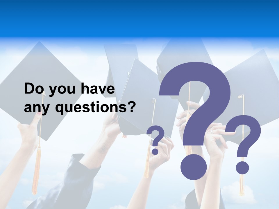 A Group Of People Holding Up Graduation Caps PowerPoint Template