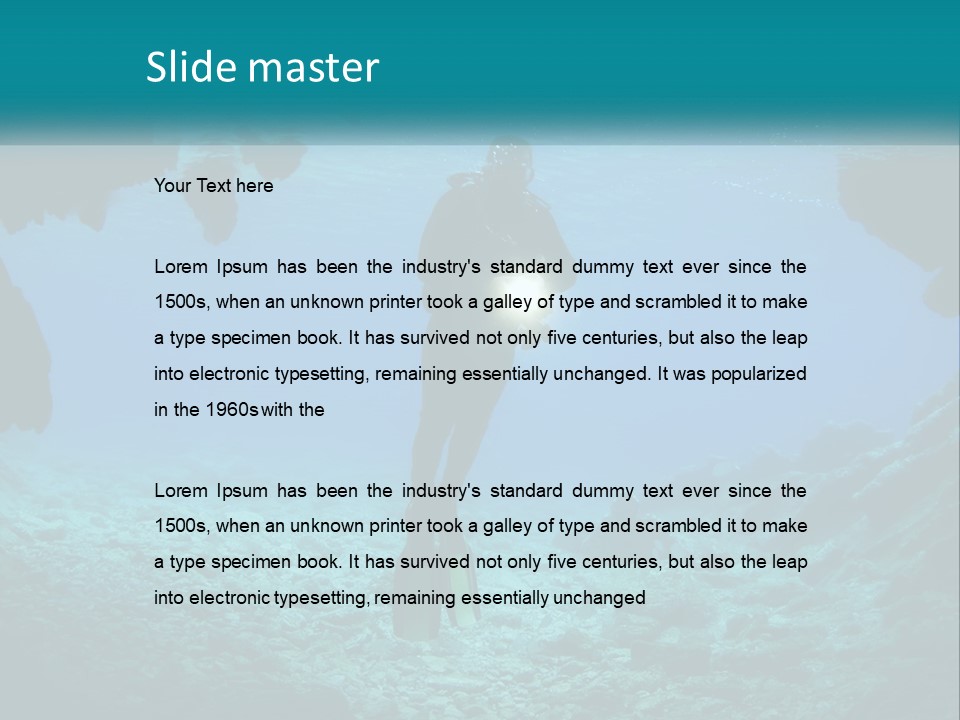 A Scuba Diver With A Light In The Water PowerPoint Template
