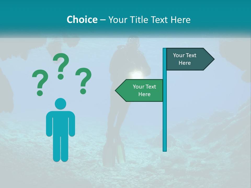A Scuba Diver With A Light In The Water PowerPoint Template