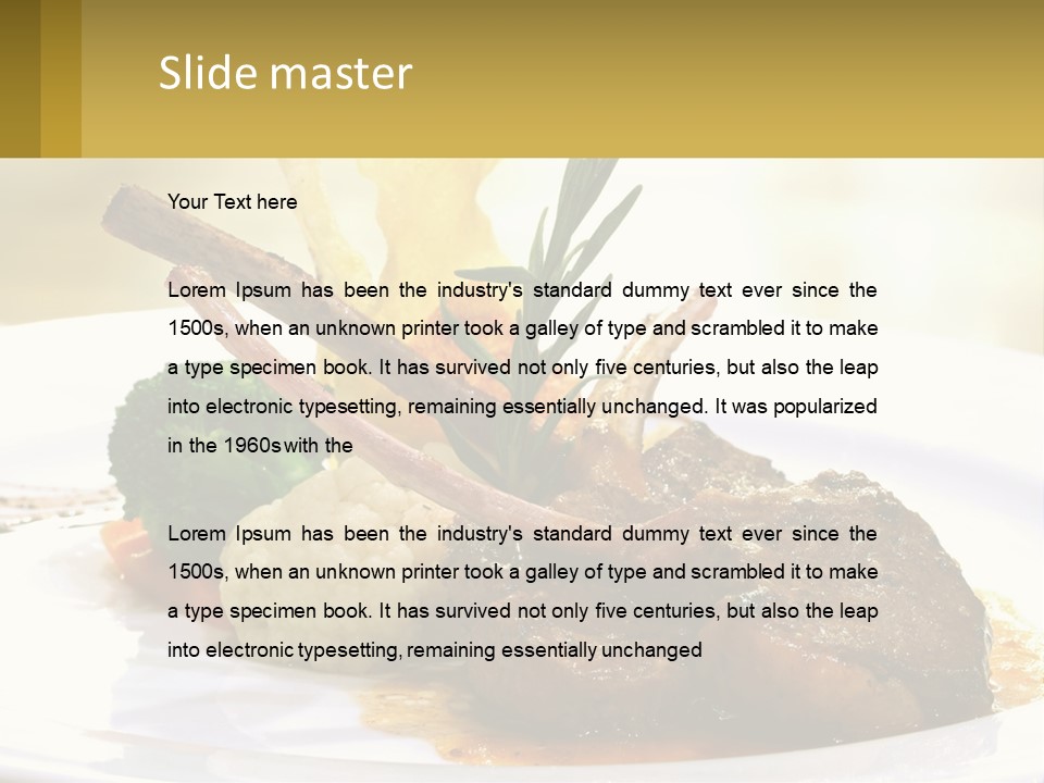 A White Plate Topped With Meat And Vegetables PowerPoint Template