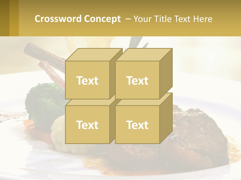 A White Plate Topped With Meat And Vegetables PowerPoint Template