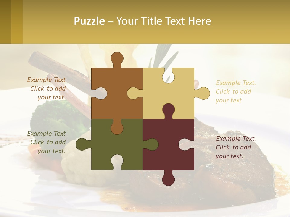 A White Plate Topped With Meat And Vegetables PowerPoint Template