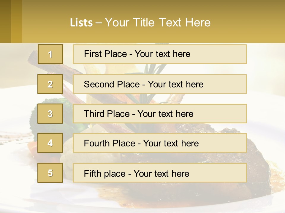 A White Plate Topped With Meat And Vegetables PowerPoint Template