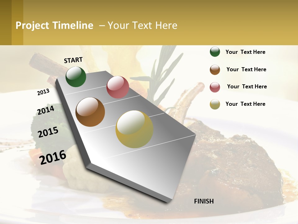 A White Plate Topped With Meat And Vegetables PowerPoint Template