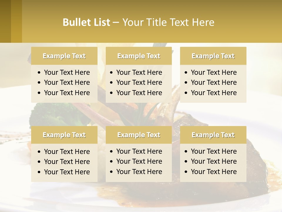 A White Plate Topped With Meat And Vegetables PowerPoint Template