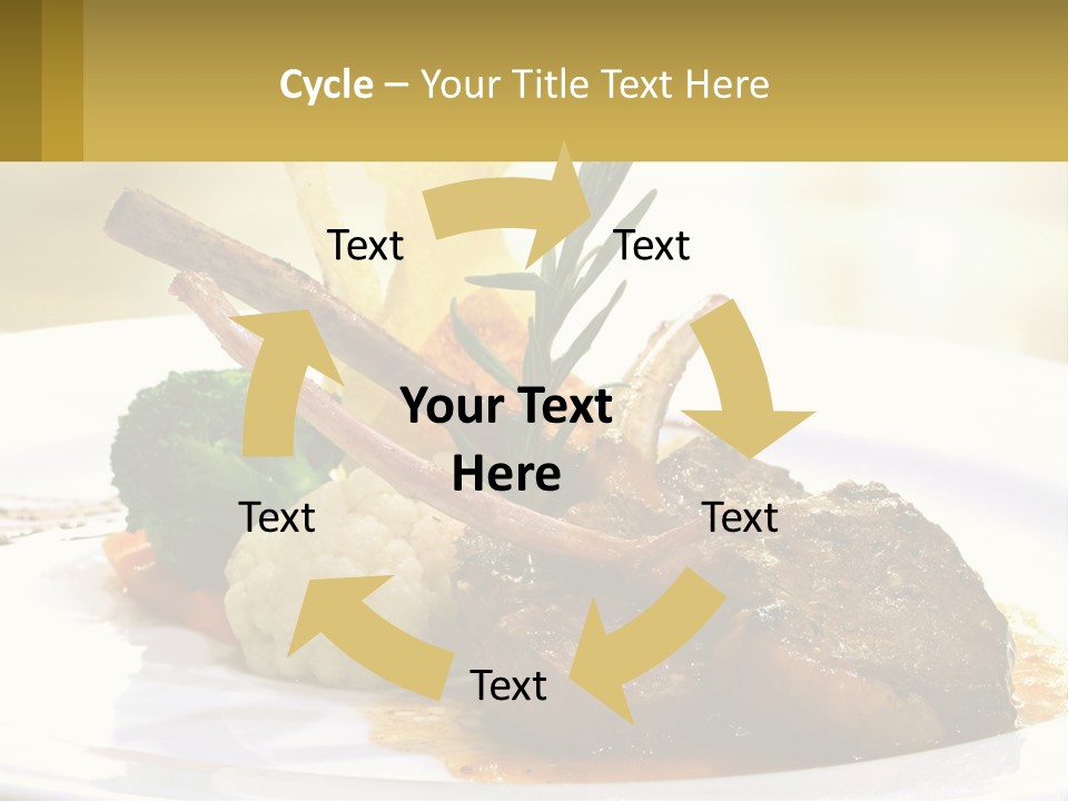 A White Plate Topped With Meat And Vegetables PowerPoint Template