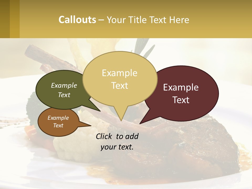 A White Plate Topped With Meat And Vegetables PowerPoint Template