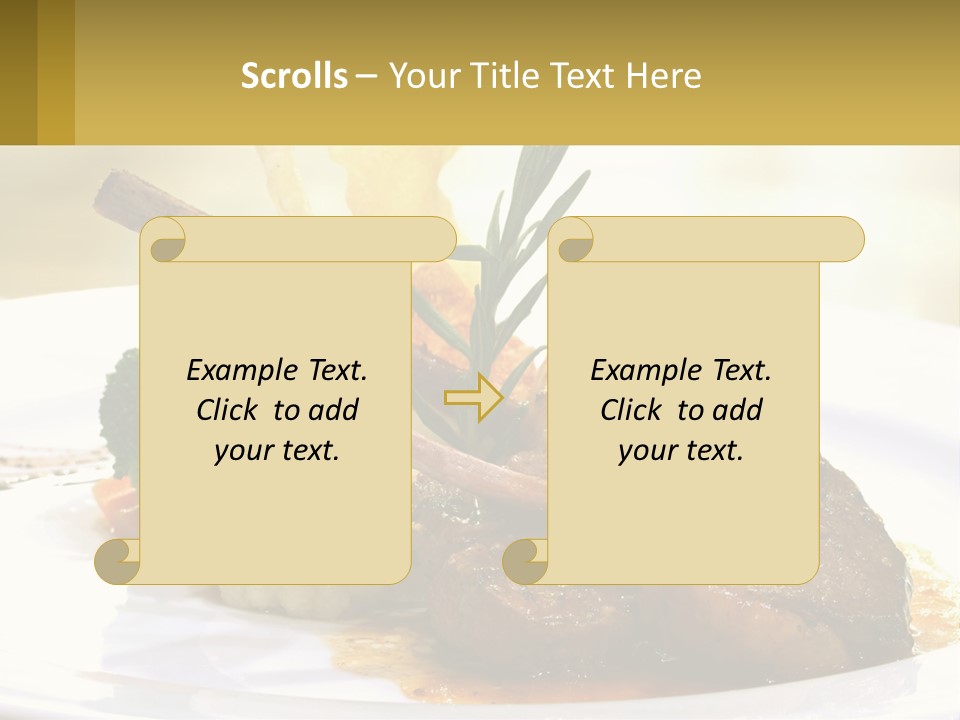 A White Plate Topped With Meat And Vegetables PowerPoint Template