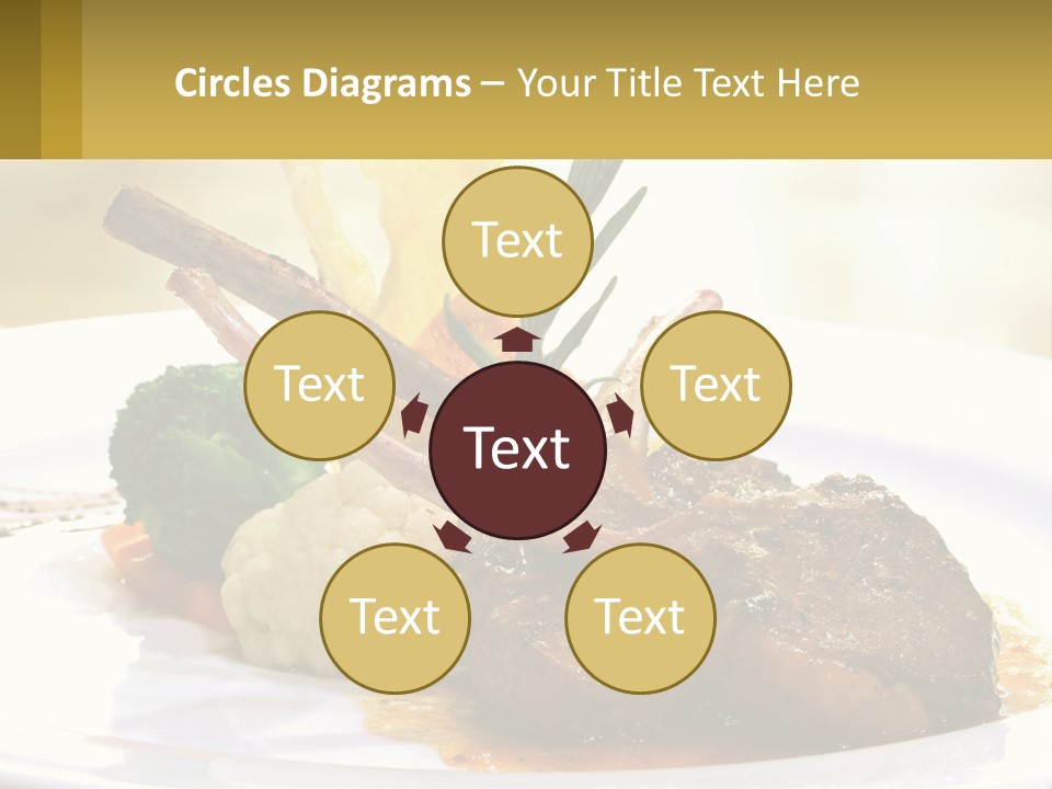 A White Plate Topped With Meat And Vegetables PowerPoint Template