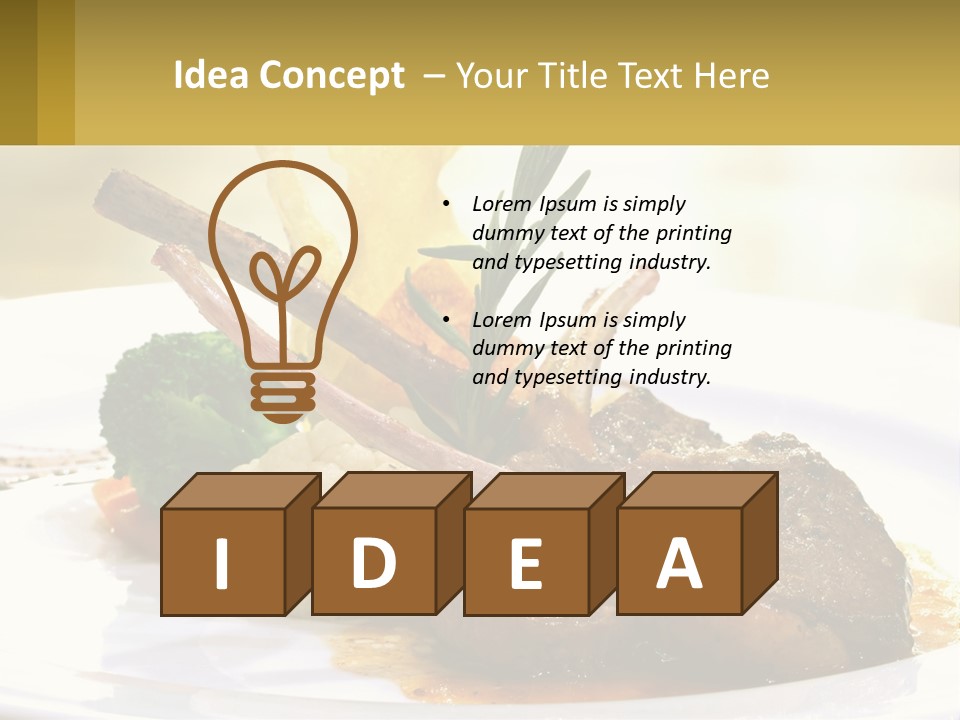 A White Plate Topped With Meat And Vegetables PowerPoint Template