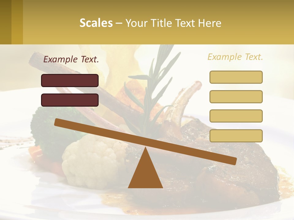 A White Plate Topped With Meat And Vegetables PowerPoint Template