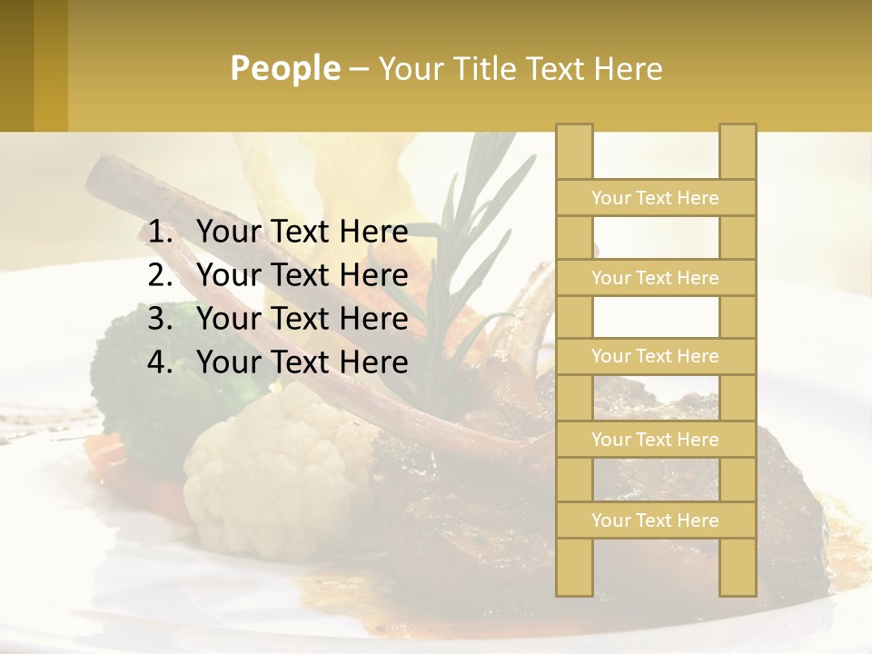 A White Plate Topped With Meat And Vegetables PowerPoint Template