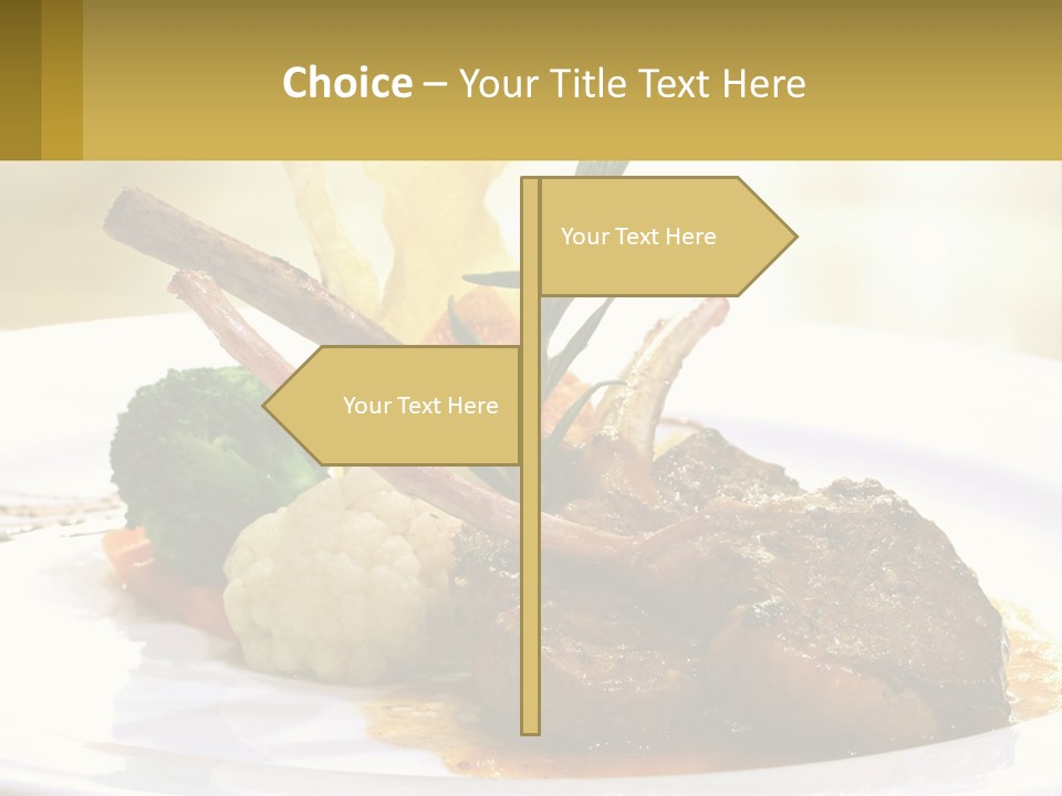 A White Plate Topped With Meat And Vegetables PowerPoint Template