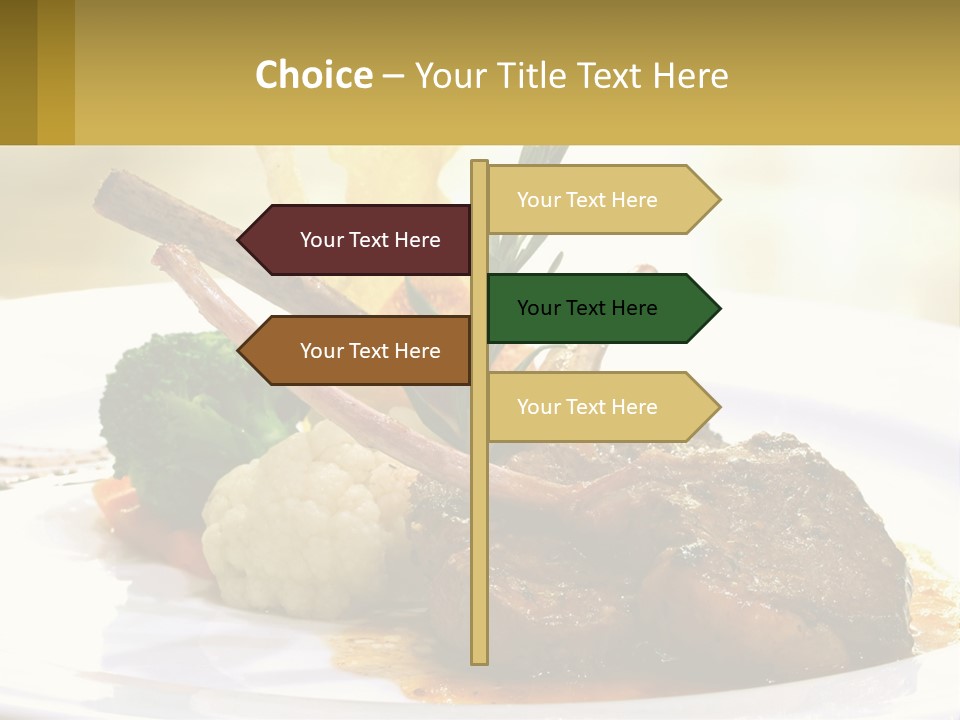 A White Plate Topped With Meat And Vegetables PowerPoint Template