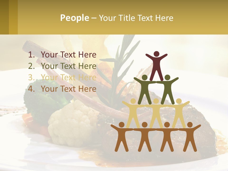 A White Plate Topped With Meat And Vegetables PowerPoint Template