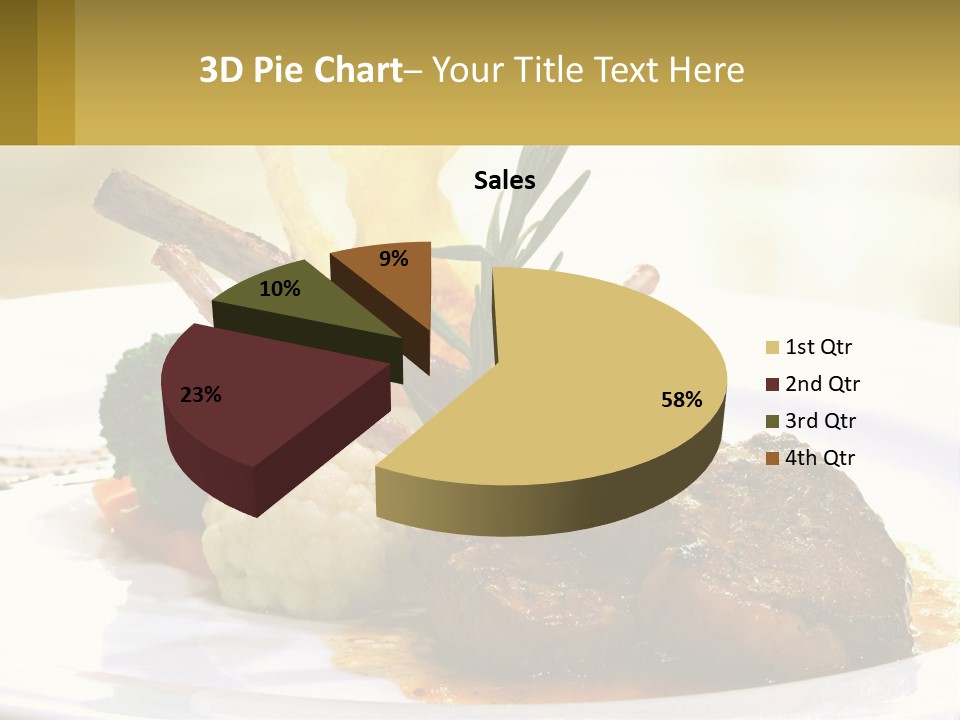 A White Plate Topped With Meat And Vegetables PowerPoint Template