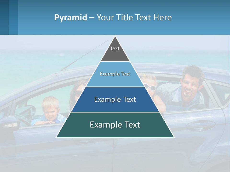 A Family In A Blue Car On The Beach PowerPoint Template