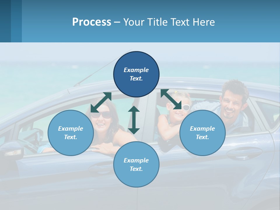 A Family In A Blue Car On The Beach PowerPoint Template