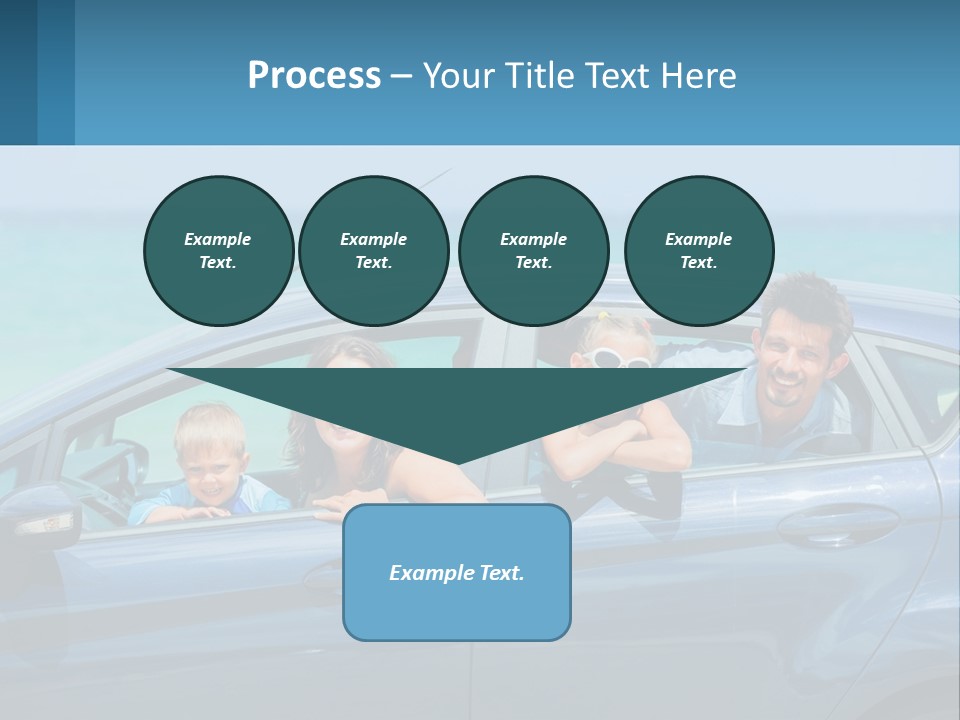 A Family In A Blue Car On The Beach PowerPoint Template