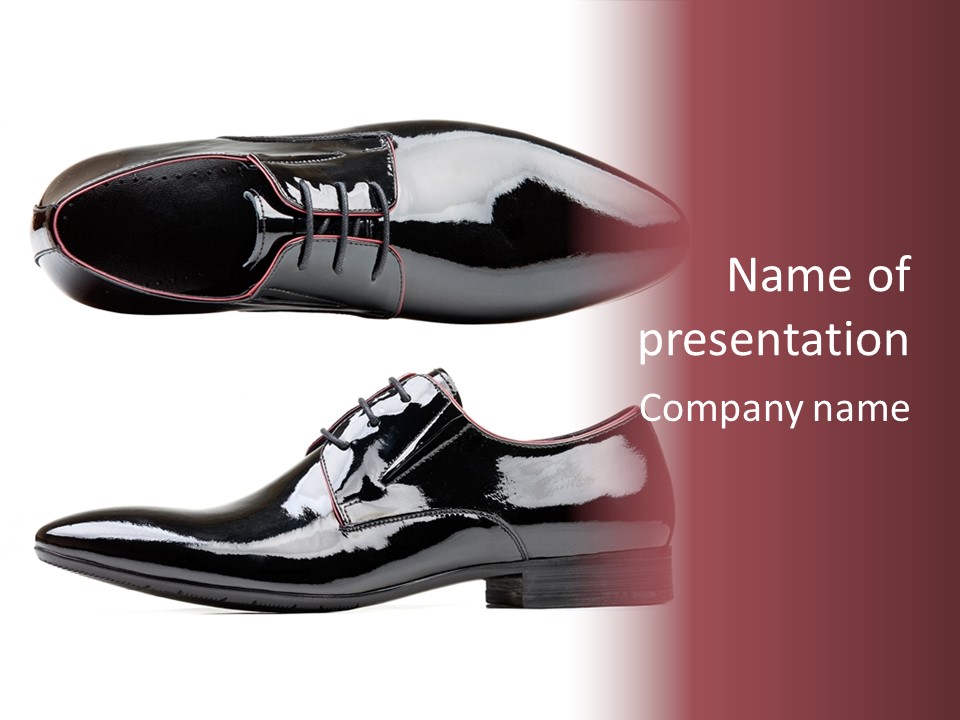 A Pair Of Black Shoes With A Red Stripe PowerPoint Template