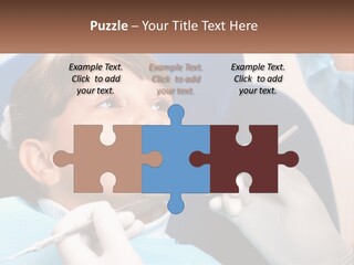 A Young Boy Getting His Teeth Checked By A Dentist PowerPoint Template