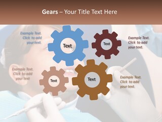 A Young Boy Getting His Teeth Checked By A Dentist PowerPoint Template