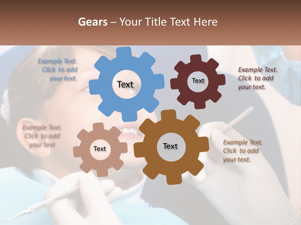 A Young Boy Getting His Teeth Checked By A Dentist PowerPoint Template