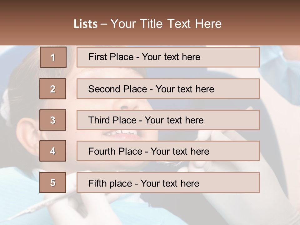 A Young Boy Getting His Teeth Checked By A Dentist PowerPoint Template