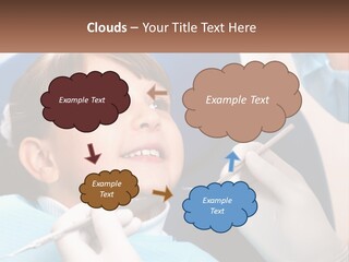A Young Boy Getting His Teeth Checked By A Dentist PowerPoint Template