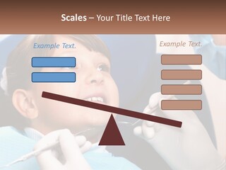 A Young Boy Getting His Teeth Checked By A Dentist PowerPoint Template