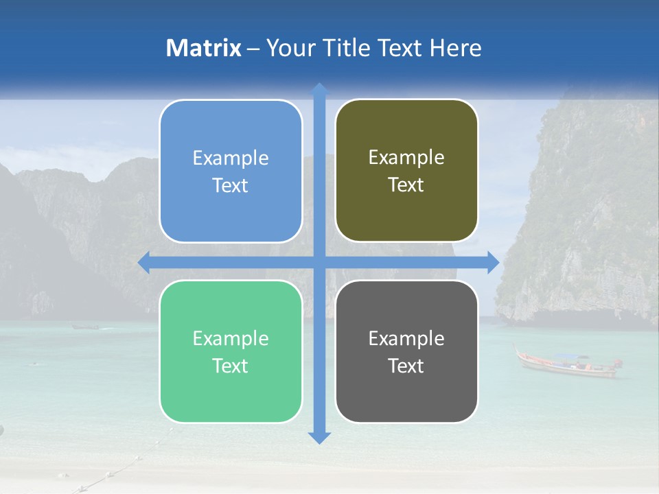 A Beach With A Boat In The Water And Mountains In The Background PowerPoint Template