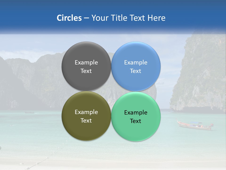 A Beach With A Boat In The Water And Mountains In The Background PowerPoint Template