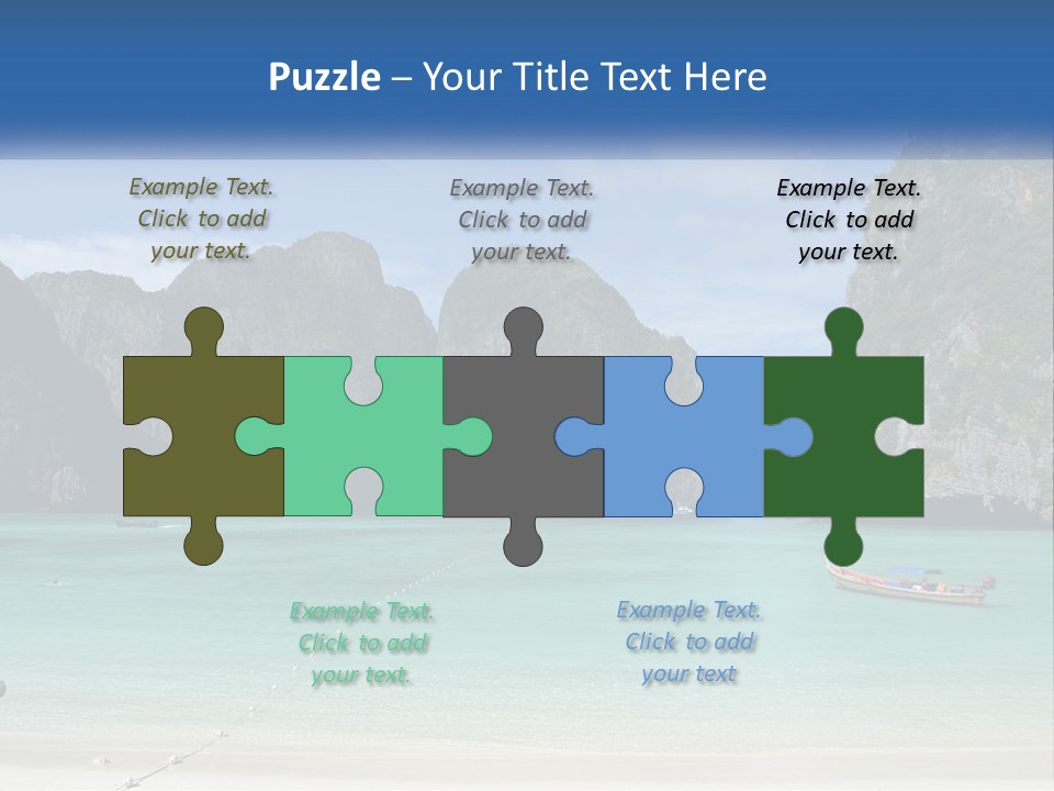 A Beach With A Boat In The Water And Mountains In The Background PowerPoint Template