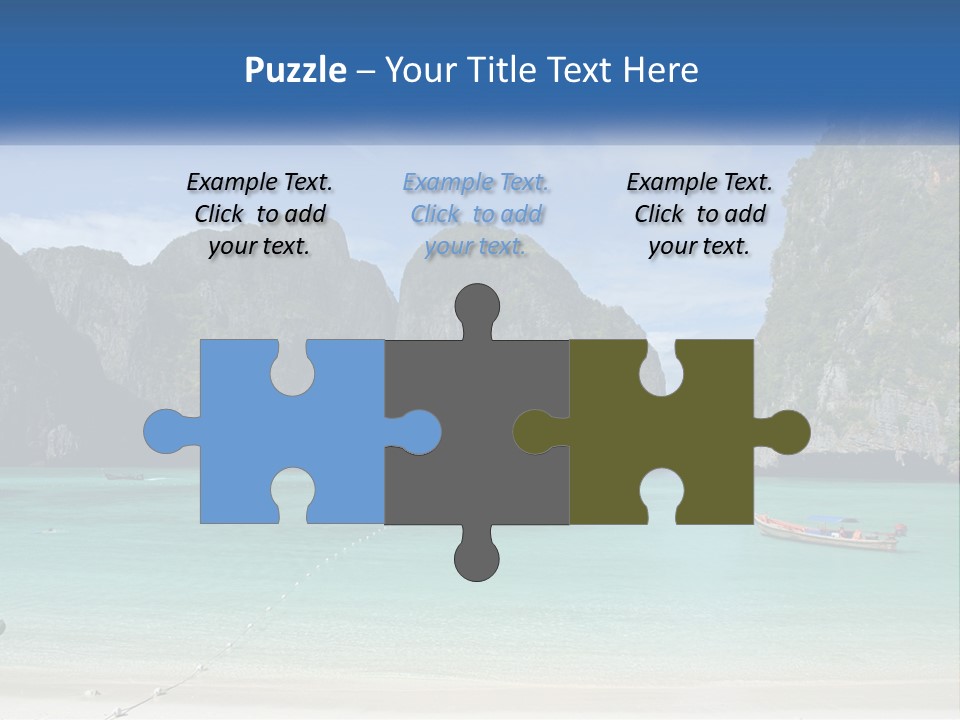 A Beach With A Boat In The Water And Mountains In The Background PowerPoint Template