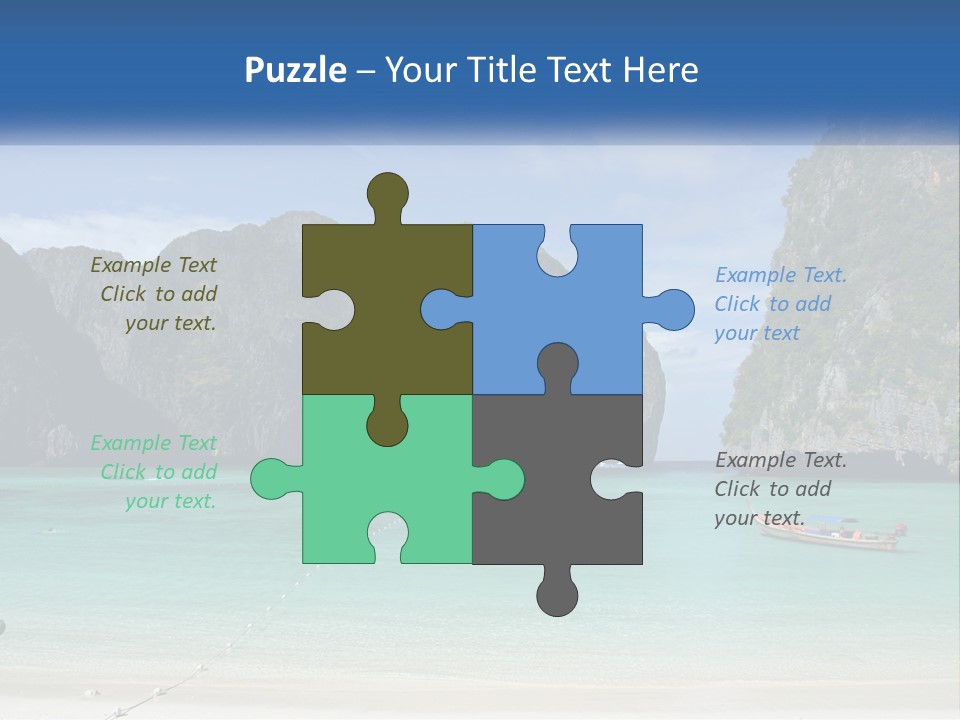 A Beach With A Boat In The Water And Mountains In The Background PowerPoint Template