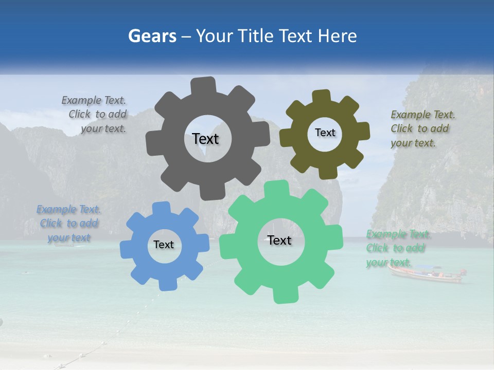 A Beach With A Boat In The Water And Mountains In The Background PowerPoint Template